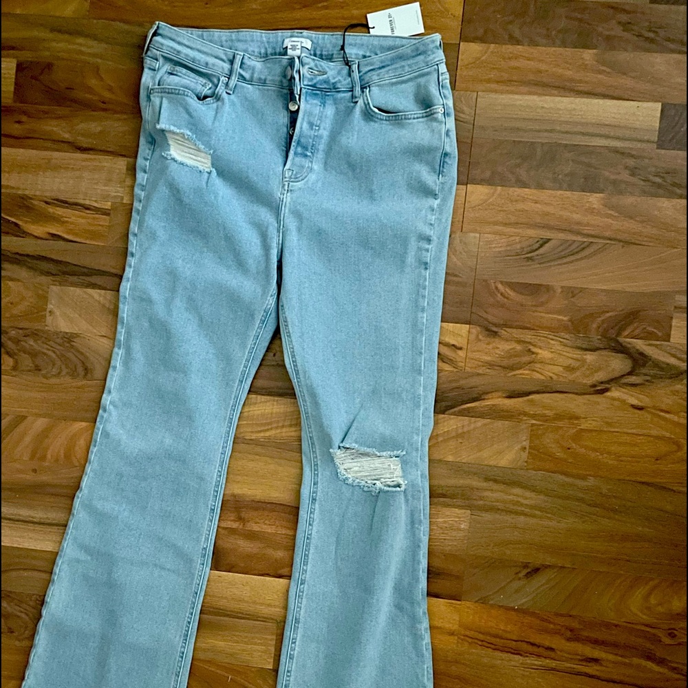 Flared leg denim jeans